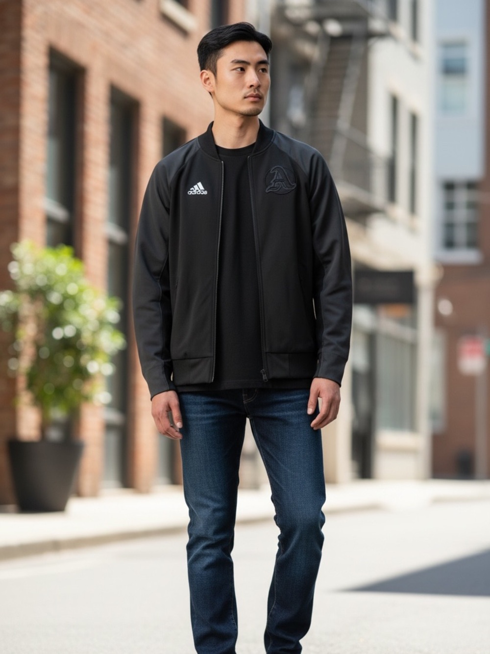 Adidas VRCT Bomber Jacket Men’s Small Black Gray Varsity Track Full Zip